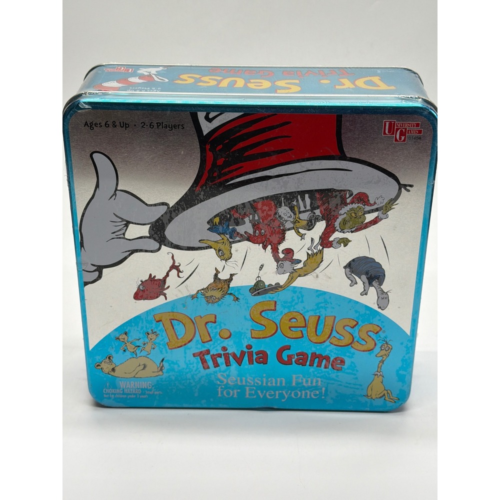 Dr. Seuss Trivia Game University Games 2000 Blue Collector Tin New Sealed
